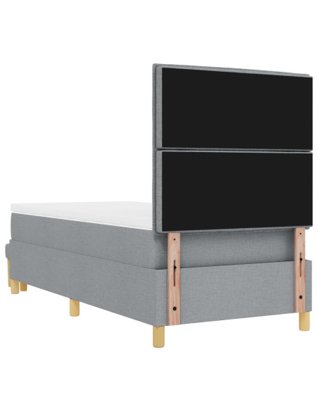 Letto a Box Spring con Materasso e Panchina Grigio Chiaro 90x190 cm Tessuto