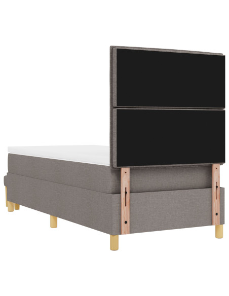 Letto con box spring  e panca tortora 90x190 cm in tessuto