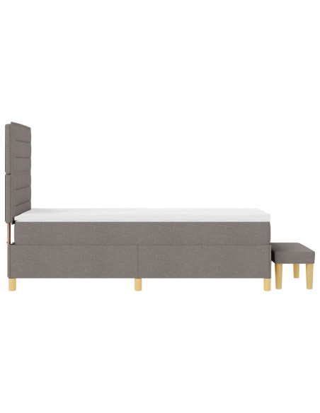 Letto con box spring  e panca tortora 90x190 cm in tessuto