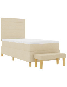 Letto a molle con materasso Crema 90 x 190 cm Tessuto 2