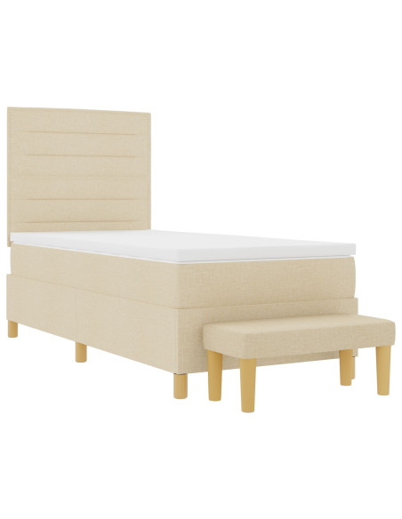 Letto a Molle  con Materasso e Panchina Crema 90x190 cm Tessuto