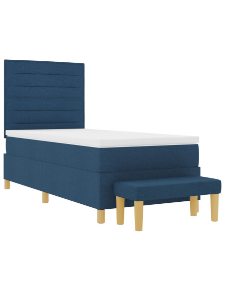 Struttura Letto  con Materasso Set di 2 Blu Tessuto 90 x 190 cm