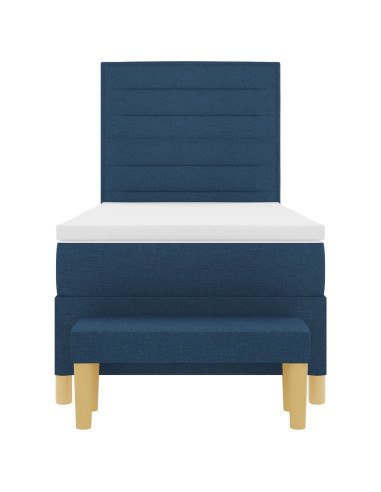Letto a molle con materasso Blu 90 x 190 cm Tessuto