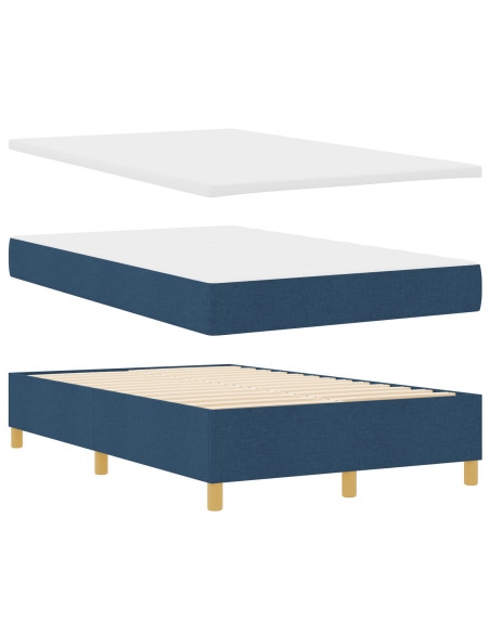 Letto con Box Spring e Materasso Blu 120x190 cm in Tessuto