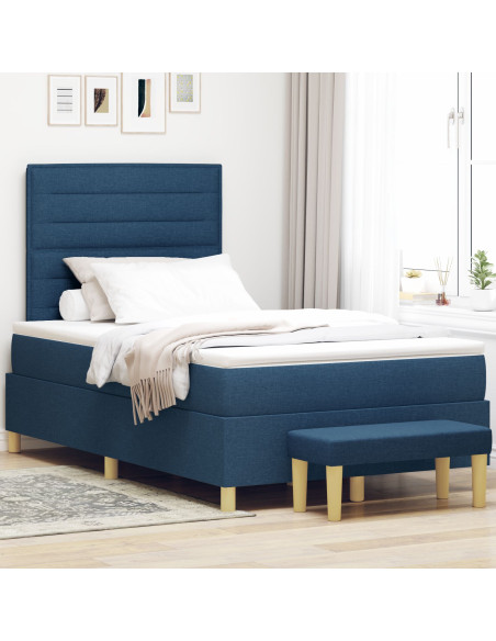 Letto con Box Spring e Materasso Blu 120x190 cm in Tessuto