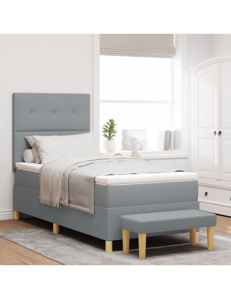 Letto a Molle con Materasso e Panchina Grigio Chiaro 80x200 cm Tessuto
