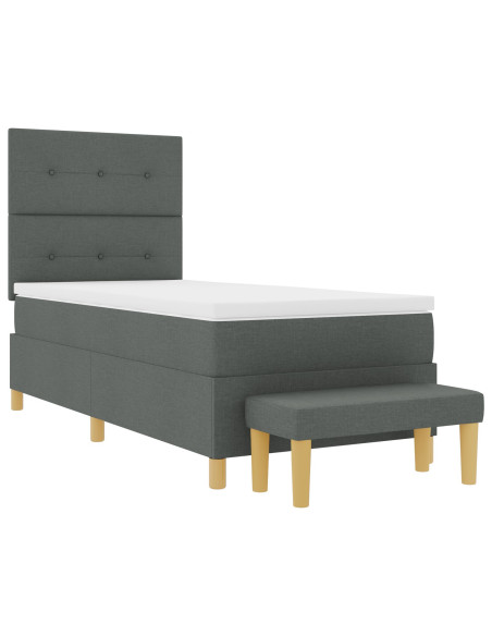 Letto Box Spring con Materasso & Panchina Grigio Scuro 80x200 cm Tessuto