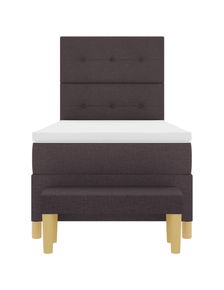 Letto a Box Spring con Materasso & Panca Marrone Scuro 80x200 cm Tessuto