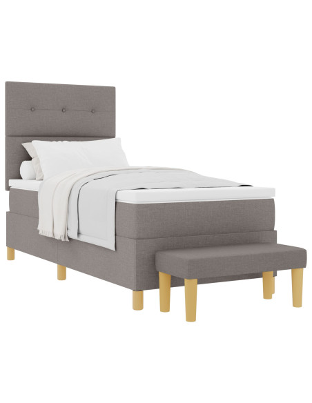 Letto a Box Spring con Materasso e Panchina Tortora 80x200 cm Tessuto