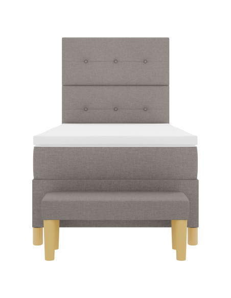 Letto a Box Spring con Materasso e Panchina Tortora 80x200 cm Tessuto