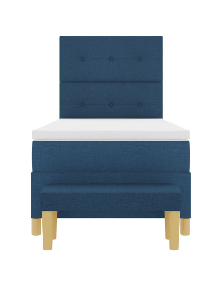 Letto Box Spring con Materasso & Panchina Blu 80x200 cm Tessuto