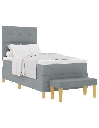 Letto a molle con materasso Grigio chiaro 90 x 190 cm Tessuto