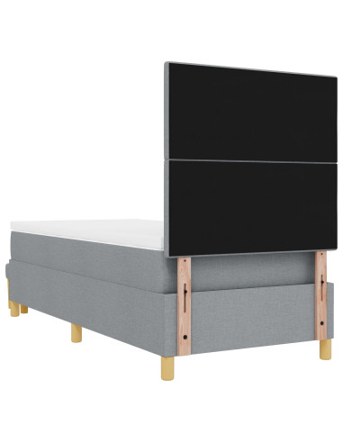 Letto a molle con materasso Grigio chiaro 90 x 190 cm Tessuto