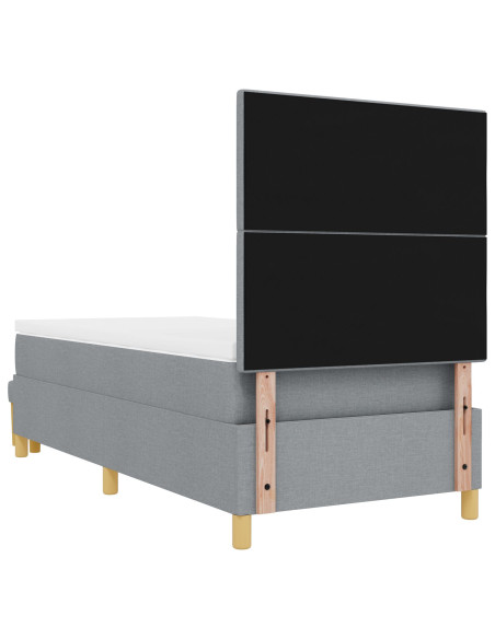 Letto a Molle con Materasso e Panchina Grigio Chiaro 90x190 cm Tessuto