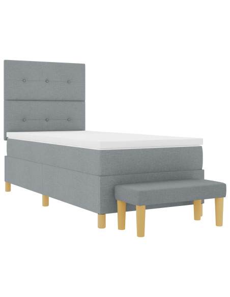 Letto a molle con materasso Grigio chiaro 90 x 190 cm Tessuto