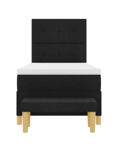 Letto a molle con materasso Nero 90 x 190 cm Tessuto 2