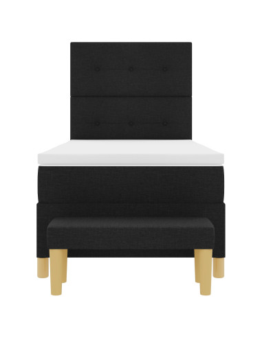 Letto a molle con materasso Nero 90 x 190 cm Tessuto