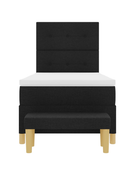 Letto con Box Spring con Materasso e Panchina Nero 90x190 cm Tessuto