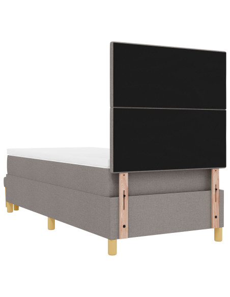 Letto Box Spring  con Materasso e Panchina Tortora 90x190 cm Tessuto