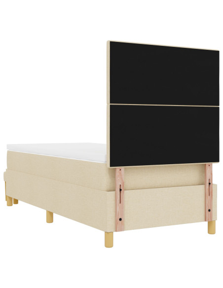 Letto a molle con materasso Crema 90 x 190 cm Tessuto