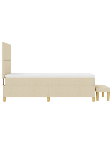 Letto a molle con materasso Crema 90 x 190 cm Tessuto