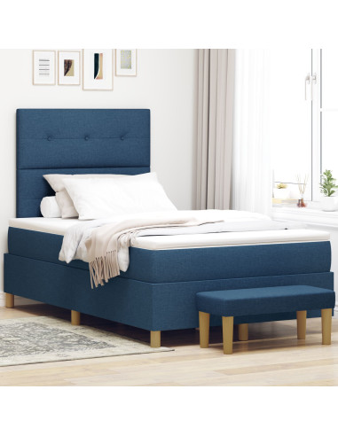 Letto a molle con materasso Blu 120 x 190 cm Tessuto