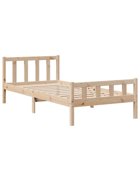 Letto Libreria senza Materasso 90x190 cm Legno Massello Pino