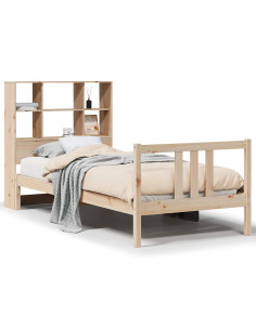 Letto Libreria senza Materasso 90x190 cm Legno Massello Pino