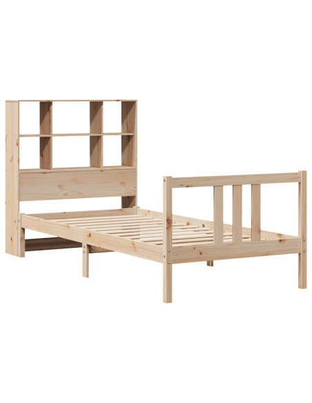 Letto Libreria senza Materasso 90x190 cm Legno Massello Pino