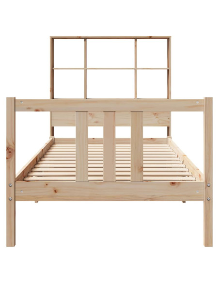 Letto Libreria senza Materasso 90x190 cm Legno Massello Pino