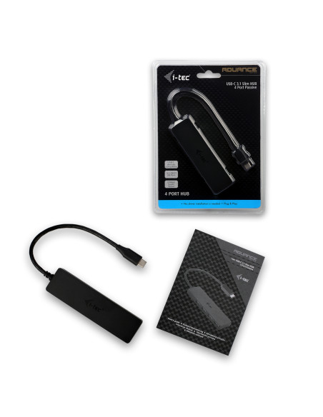 i-tec Advance C31HUB404 hub di interfaccia USB 3.2 Gen 2 (3.1 Gen 2) Type-C 5000 Mbit/s Nero