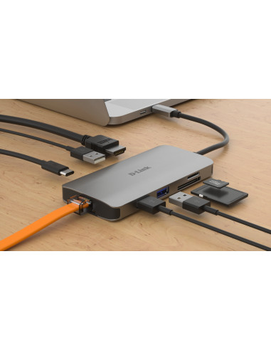 D-Link DUB-M810 replicatore di porte e docking station per laptop Cablato USB 3.2 Gen 1 (3.1 Gen 1) Type-C Alluminio