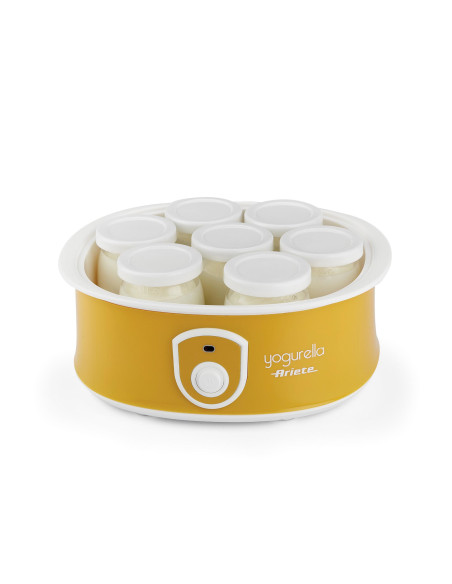 Ariete 617 Yogurella - Yogurtiera Elettrica - 7 vasetti in vetro - 1,3kg di yogurt fatto in casa - 20 Watt - Bianco e Giallo