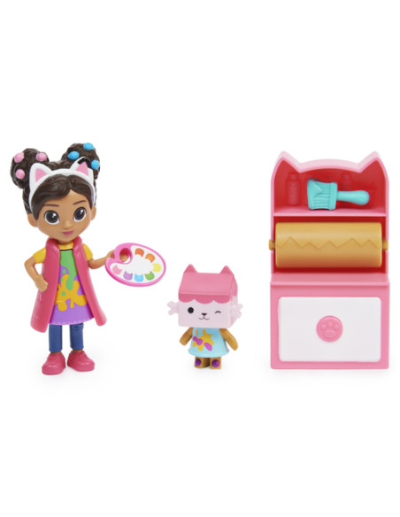 Gabby's Dollhouse , Mini set Studio d’arte, con Gabby e Baby Scatola, giochi per bambini dai 3 anni in su