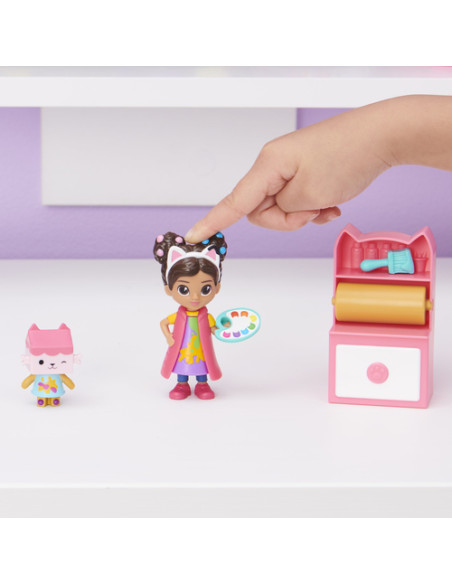 Gabby's Dollhouse , Mini set Studio d’arte, con Gabby e Baby Scatola, giochi per bambini dai 3 anni in su