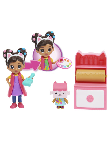 Gabby's Dollhouse , Mini set Studio d’arte, con Gabby e Baby Scatola, giochi per bambini dai 3 anni in su