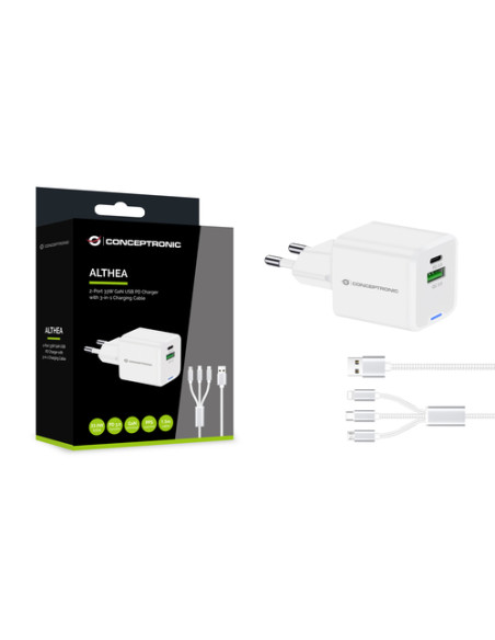 Conceptronic ALTHEA16W Caricabatterie per dispositivi mobili Universale Bianco AC Ricarica rapida Interno