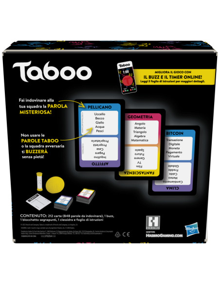 Hasbro Gaming Taboo, gioco da tavolo, giochi con parole da indovinare per adulti e adolescenti dai 13 anni in su, giochi per le 
