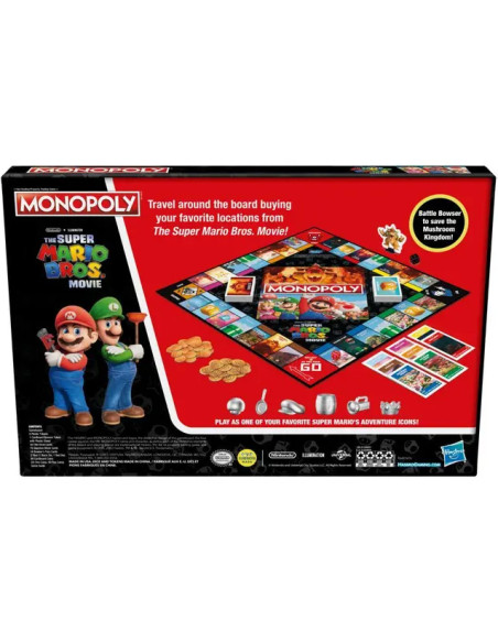 Monopoly - Super Mario Bros Edizione ispirata al film, gioco da tavolo per bambini e bambine, contiene la pedina di Bowser
