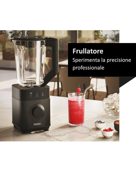 Haier Frullatore I-Master Serie 5 Obsidian grey, 6 lame in acciaio inox, Caraffa in vetro da 2 L, 3 programmi preimpostati, Pers