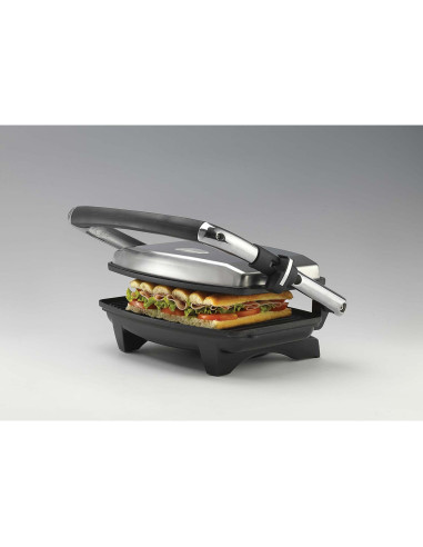 Ariete 1911 Toast & Grill Slim - Piastra elettrica antiaderente per toast e sandwich - piastra rigata - 1000 Watt - Argento