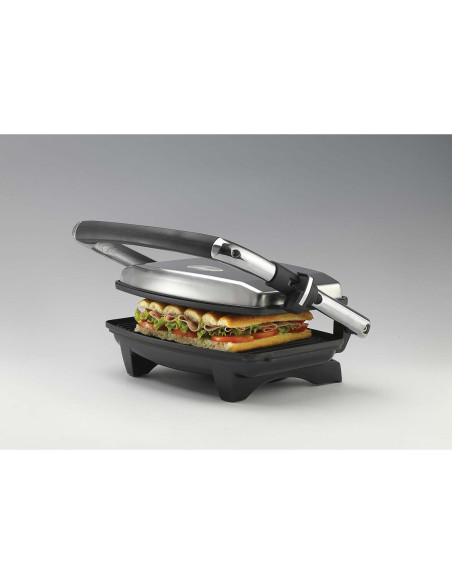 Ariete 1911 Toast & Grill Slim - Piastra elettrica antiaderente per toast e sandwich - piastra rigata - 1000 Watt - Argento