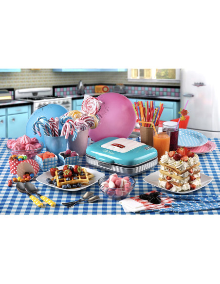 Ariete 1973 Waffle Maker Party Time - Piastra Elettrica per Waffle - Piastre Antiaderenti - 700 Watt - Azzurro