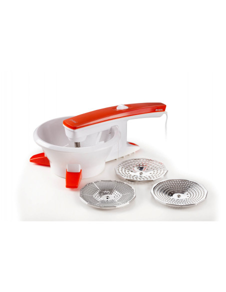 Ariete 261 Passì - Passaverdure Elettrico - 3 dischi Acciaio Inox - adattabile a qualsiasi recipiente - 25 Watt - Bianco e aran