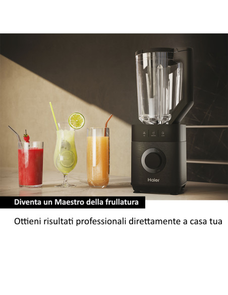 Haier Frullatore I-Master Serie 5 Obsidian grey, 6 lame in acciaio inox, Caraffa in vetro da 2 L, 3 programmi preimpostati, Pers