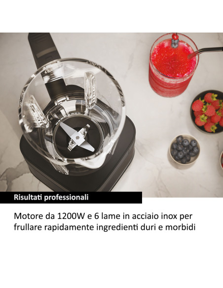 Haier Frullatore I-Master Serie 5 Obsidian grey, 6 lame in acciaio inox, Caraffa in vetro da 2 L, 3 programmi preimpostati, Pers