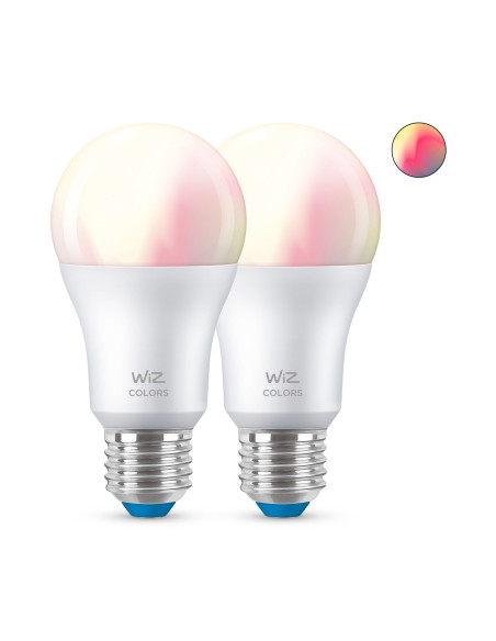 WiZ Lampadina Smart Dimmerabile Luce Bianca o Colorata Attacco E27 60W Goccia 2Pezzi