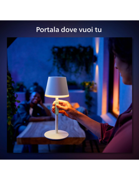 Philips Hue White and Color ambiance Go Lampada Smart da Tavolo Ricaricabile Bianca Wireless