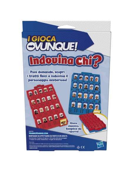 Hasbro Gaming Indovina Chi? I Gioca Ovunque, il gioco originale dei volti misteriosi per bambini e bambine, gioco portatile per 