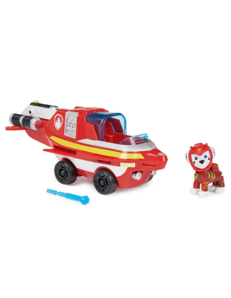 PAW Patrol Aqua Pups, Shark Vehicle trasformabile di Chase con action figure da collezione, giocattoli per bambini dai 3 anni in